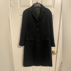 Classic Vintage Philippe Adec Black on Black Tweed Wool Coat Size 10